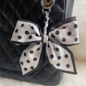 Purse scarf braided bow bag charm keychain car key fob polka dot