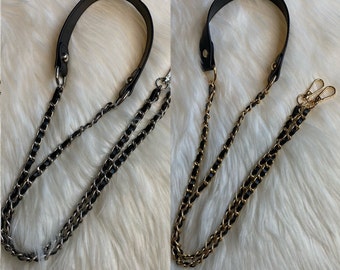 bag chain strap replacement crossbody handbag purse strap with faux leather shoulder pad Gold.Silver