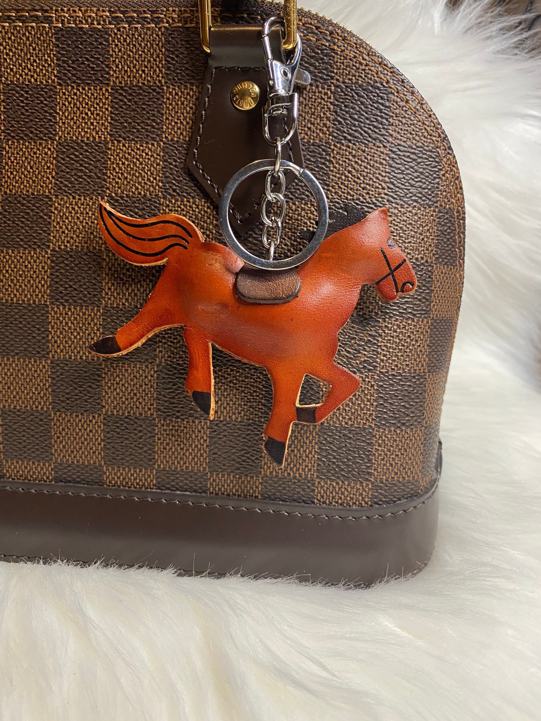Natural Leather Bag Charm with Horse Head for Designer Bags