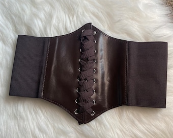 Vintage Tequila Leather Cinch Belt - Brown - Corset/Stretch Type - Small Vintage Tequila Leather Cinch Belt - Brown - Corset/stretch  main image 4