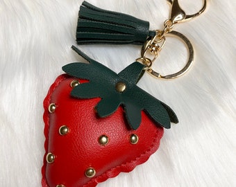 SCECALA Strawberry Keychain For Women — Gold-Plated, Cute Fruit Charm, 3.94" X 1.57", Gift For Girls - View #7