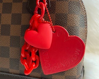 Heart Bag charm Keychain Keyring Car Key Charm Red