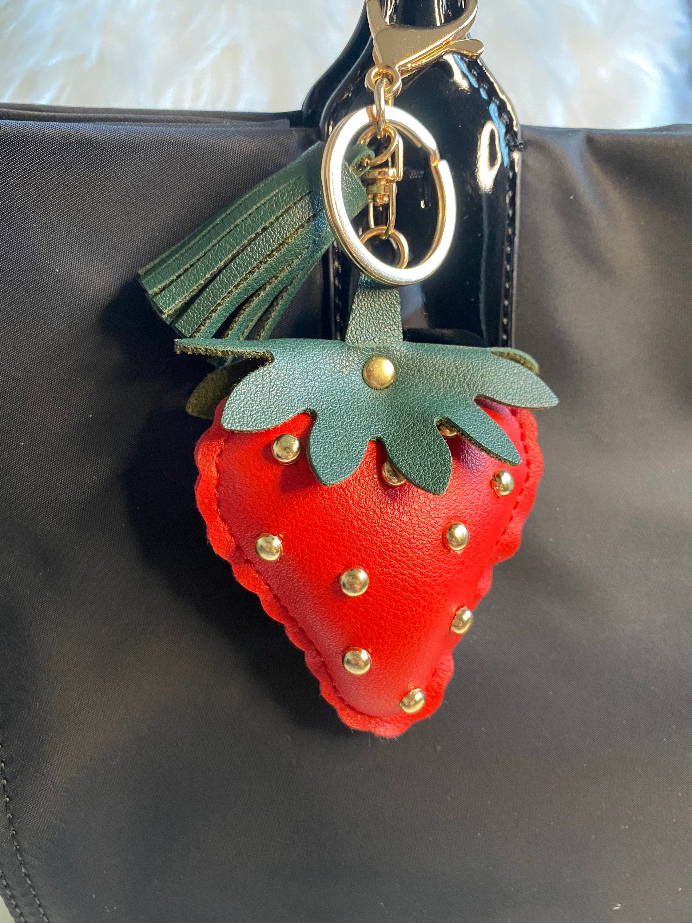 Portachiavi Ciliegia E Fragola – Charm Per Borsa In Pelle Con Cerniera – Accessorio Y2K Estetico Per Ragazze