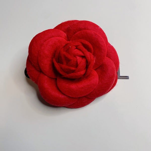 Camellia flower brooch pin handmade gift red pink new