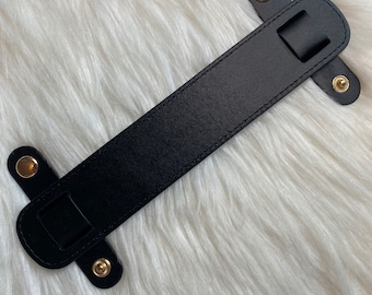 Purse Strap Shoulder Pad Real Leather Bag Handle Protector Handmade Black