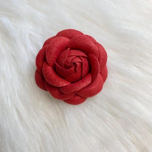 Fabric Camellia Flower Brooch Pin Scarf Clip red Handmade gift