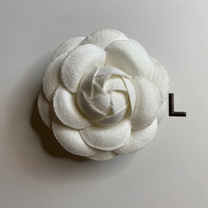 Chanel Camellia Flower Pin Brooch White Textile, Chanel