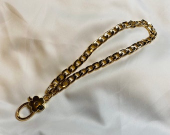Gold color metal chain wristlet strap