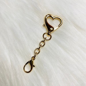 Double heart Lobster clasp clip keychain DIY strap or necklace extension Gold. Silver