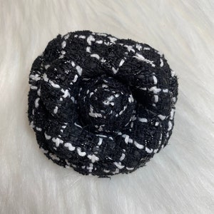 Camellia brooch tweed flower pin Handmade Brooch clip black women’s fashion