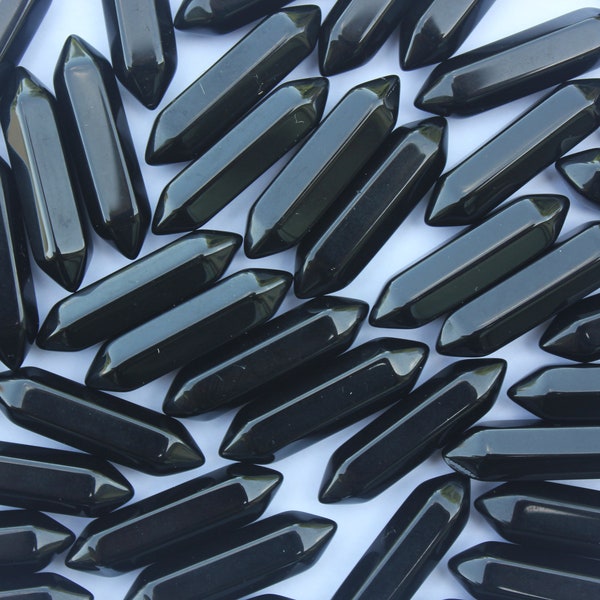 5 Black Onyx Point Gemstone Bulk Double Terminated Hexagonal Crystal Points Polished Natural Healing Stone