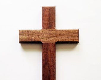 12" Wall Cross - Wood Cross - Husband Gift - Walnut Cross - Wooden Cross - Christian Gift - Religious Cross - Baptism Cross