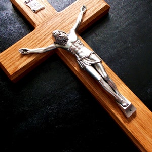 15 Large Crucifix Wall Crucifix Wood Crucifix Husband Gift Wooden Cross Catholic Gift Baptism Gift Wall Cross image 2