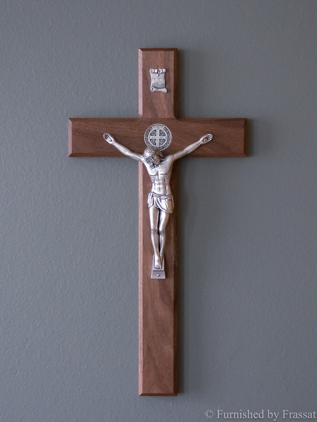 Wooden Benedictine Crucifix for Wall Catholic Crucifix Crucifix Wall Decor Handmade Crucifix