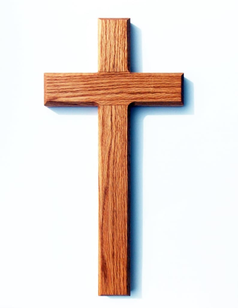 15 Red Oak Wood Cross Wooden Cross Wedding Gift Wall Cross Christian Gift Christian Cross Religious Cross Baptism Cross image 1