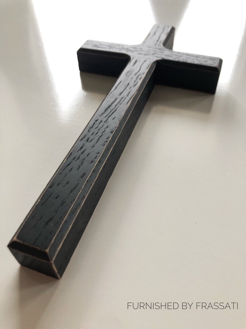 8 Distressed Black Wood Wall Cross Confirmation Gift Etsy