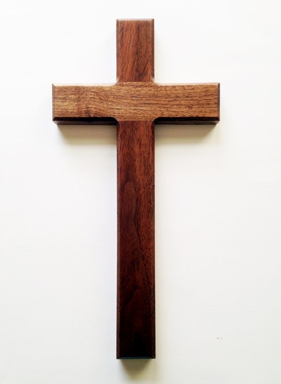 Wall Cross Wood Cross Husband Gift Walnut Cross Wooden Cross Christian Gift  Religious Cross Baptism Cross-12 