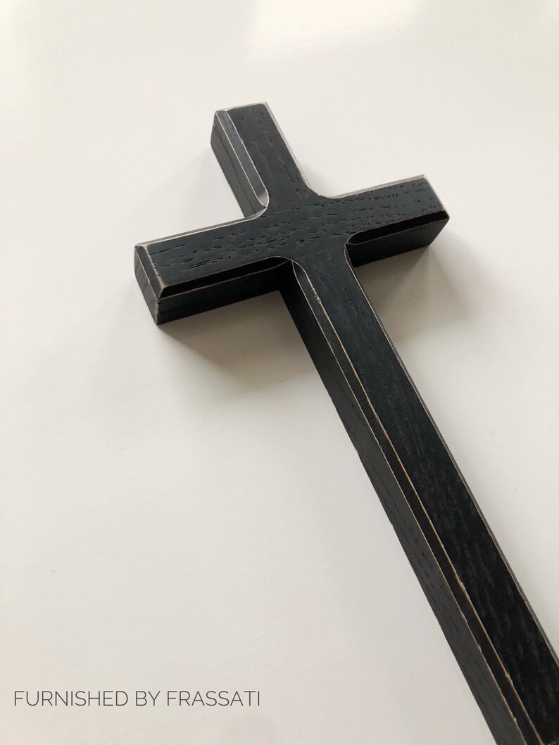 8 Distressed Black Wood Wall Cross Confirmation Gift Etsy