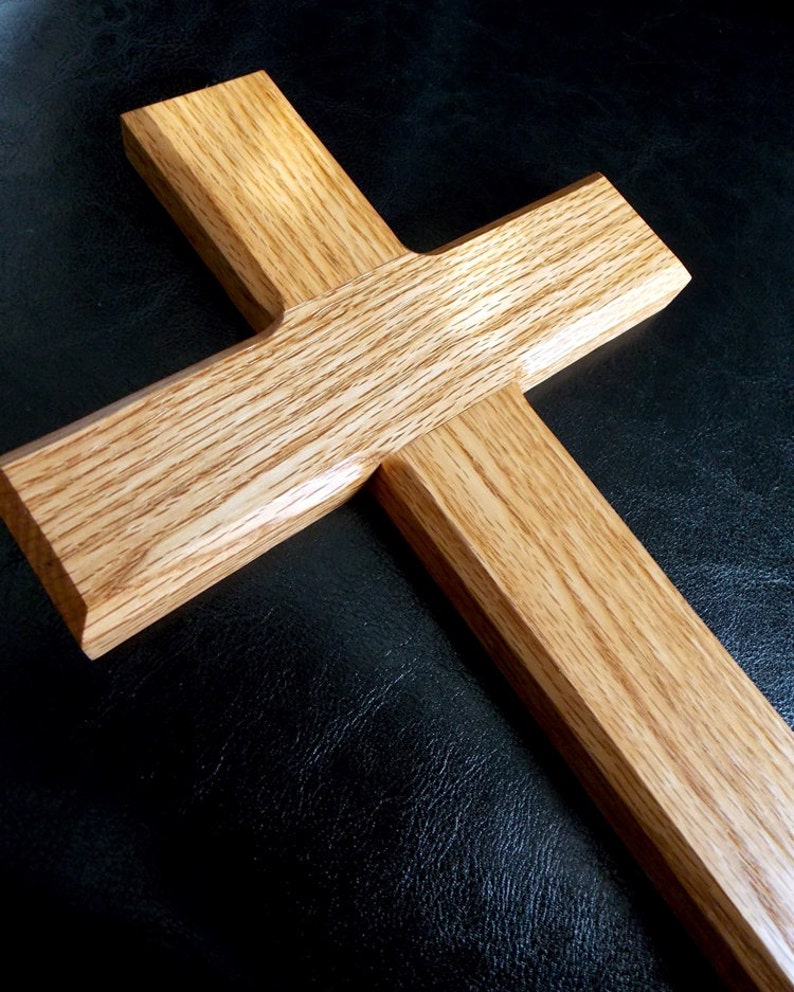 15 Red Oak Wood Cross Wooden Cross Wedding Gift Wall Cross Christian Gift Christian Cross Religious Cross Baptism Cross image 2