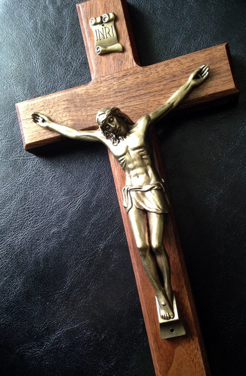 Wall Crucifix Wood Crucifix Baptism Gift Catholic Gift Etsy