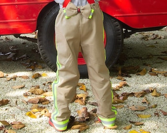 Firefighter Girl Suspender Pants, Bunker Gear, Fire family, Firefighter Kids, Firefighter, Fireman, Fireman Kids, Firefighter Costume,