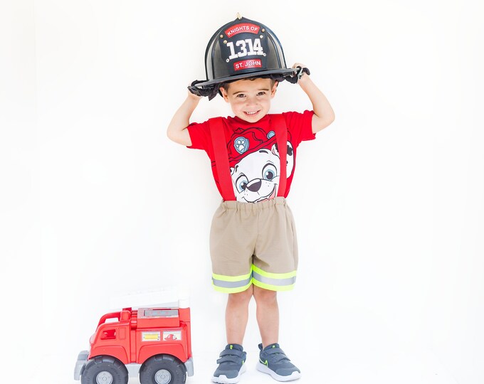 Firefighter Suspender Boy Shorts, Bunker Gear, Fire Family, Firefighter