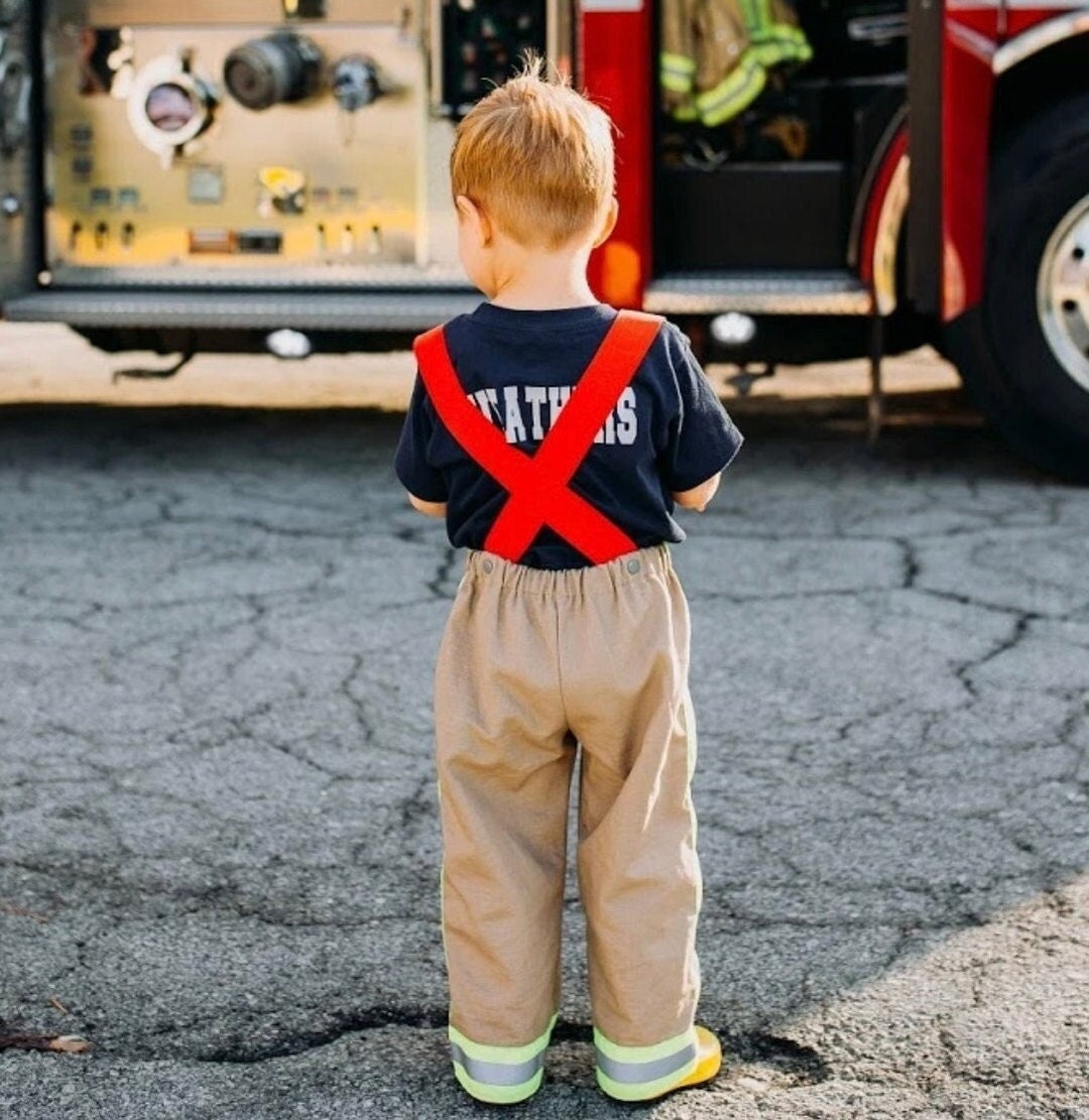 Firefighter Suspender Pants for Boys, Bunker Gear, Fire Family