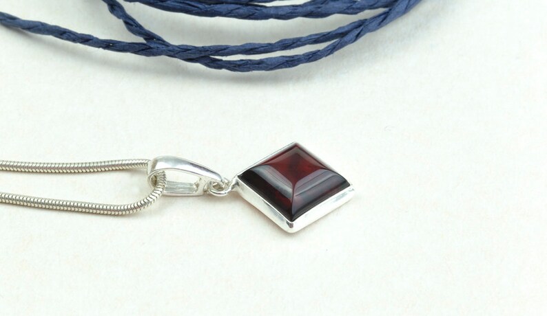 Baltic Amber Pendant Amber in a Square with Sterling Silver Cherry Amber Pendant Natural Jewelry Unisex Perfect Amber Gift Small Elegant