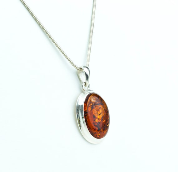 Baltic Amber Pendant Amber in a Square with Sterling Silver Cherry Amber Pendant Natural Jewelry Unisex Perfect Amber Gift Small Elegant