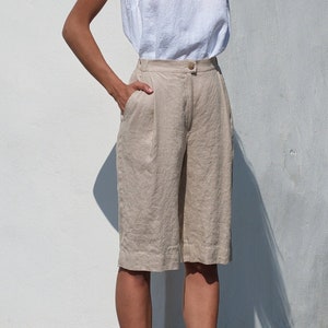 Linen Shorts, Women Linen Shorts, Summer Shorts, Loose Fit Shorts 5. Beige