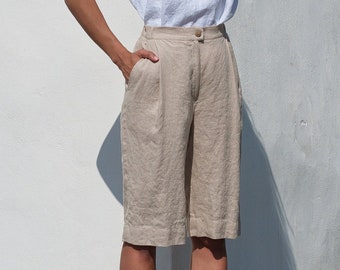 Linnen shorts, dames linnen shorts, zomershorts, losse fit shorts