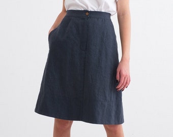 Linen Skirt, Natural Linen skirt, Washed Linen skirt, Skirt For Women, Organic Soft Clothing