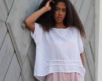 Linen Top, Linen Shirt Women. Oversized Linen Tunic Top.