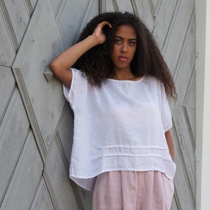 Linen Top, Linen Shirt Women. Oversized Linen Tunic Top.