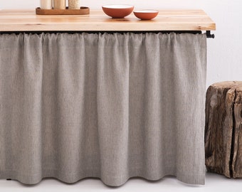 Natural Linen Curtain, Kitchen Cupboard, Bathroom Shelf, Custom Size, OEKO-TEX, Stonewashed Linen, Eco-Friendly Decor