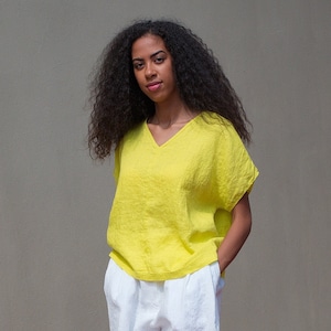 Linen Top, Linen Shirt Women. Oversized Linen Tunic Top 15/05