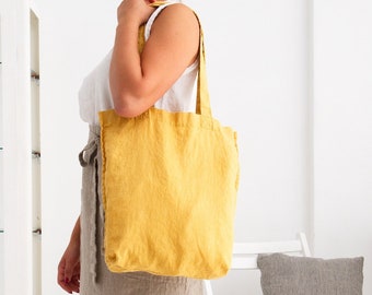 LINEN TOTE BAG - Organic Tote Bag - Linen Shoulder Bag - Pure Linen Tote Bag - Linen Shopping Bag - Reusable Tote Bag