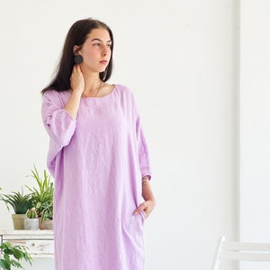 Linen Dress. Loose Silhouette Linen Dress with pockets. Linen Summer Tunic image 1