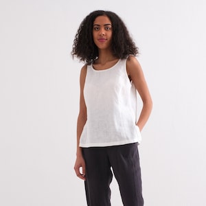 Linen Top, White Linen Tank Top, Minimalist Sleeveless Linen Top for Women, Linen Clothes
