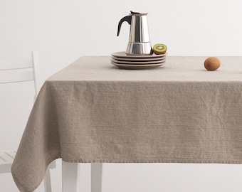 Stonewashed  Linen Tablecloth, Custom Sizes Washed Linen Table Skirt, Rustic Decor Table decor