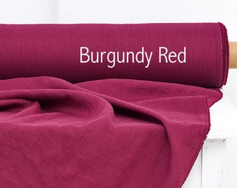 Red Linen Fabric, OEKO-TEX, Stonewashed, Sewing Material, Home Decor, DIY Projects, Eco-Friendly, European Linen, 185 gsm, Bold Color