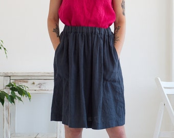 Linen Skirt, Midi Linen Skirt, High waist Linen Skirt, Natural Linen Skirt