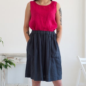 Linen Skirt, Midi Linen Skirt, High waist Linen Skirt, Natural Linen Skirt