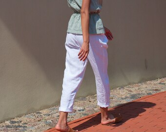 Women Linen Trousers. Softened, Washed Linen Women's Pants. Elegant,  Classic, High Waist Trousers With Pockets. -  Canada