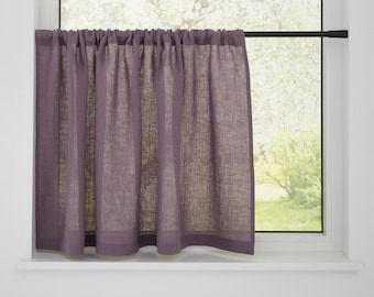 Linen Short Rod Pocket Curtains for Kitchen Window, Semi Sheer Cafe Drapes, Cozy Rustic or Modern Home Style