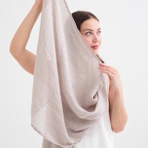 Natural linen scarf, Pure flax shawl big, Soft washed linen scarf. Linen Woman Scarf.