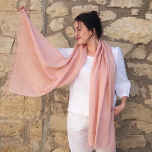 Stylish linen shawl made from 100% washed linen, available in timeless natural colors.