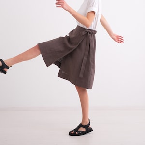 Linen Wrap skirt, Reversible Midi  A-line shirt, Vintage Linen Clothing, Skirt For Women
