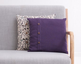 Plush Linen Duo: Botanical & Solid Pillow Covers