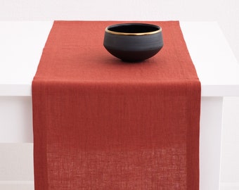 Rust Linen Table Runner: Elevate Your Dining Experience with Warm, Earthy Elegance